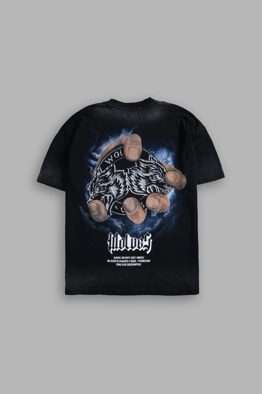 In God's Hands "Premium" Oversized Tee in Black Drift Wash