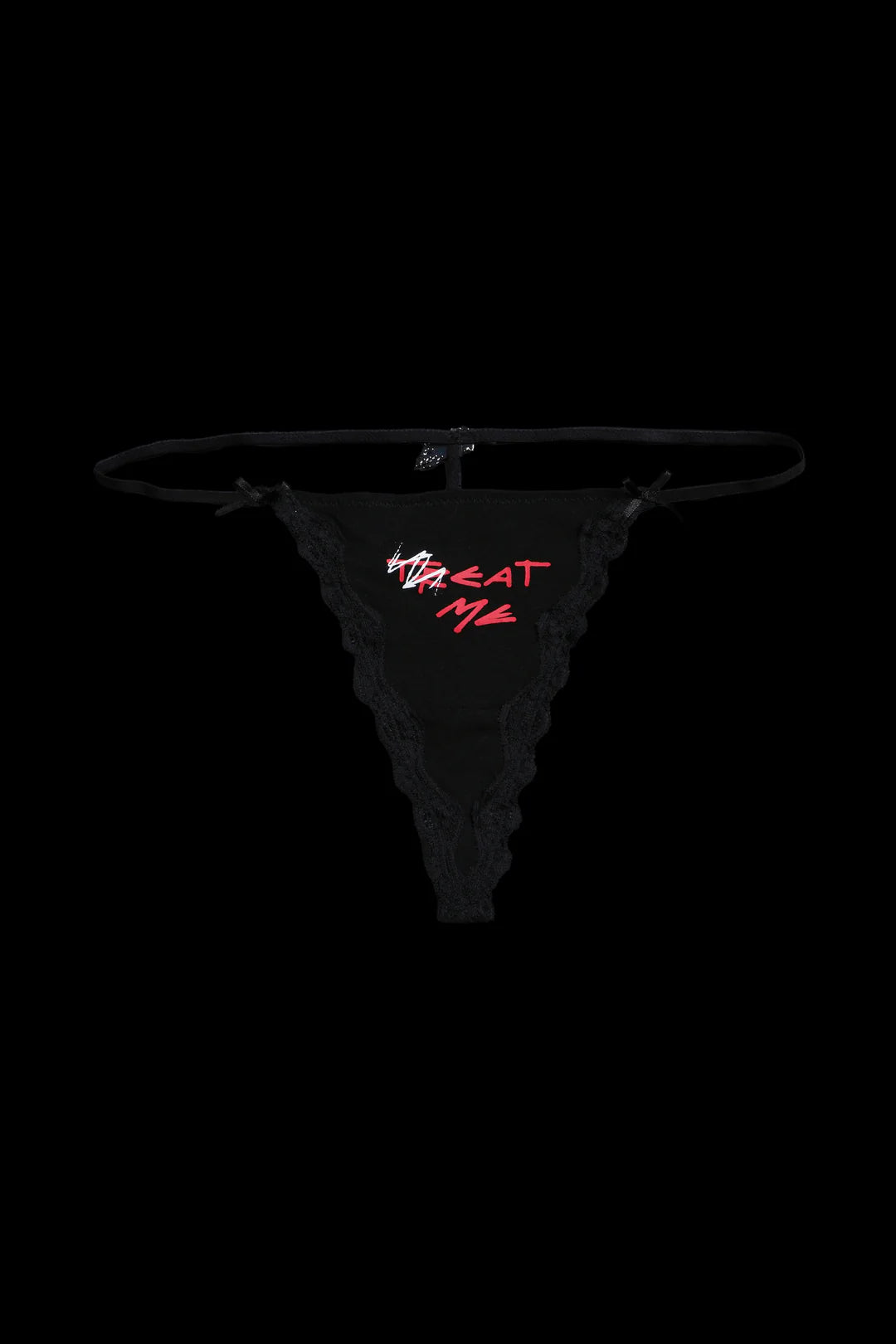 TREAT ME CHARMED THONG SET IN BLACK AND PINK