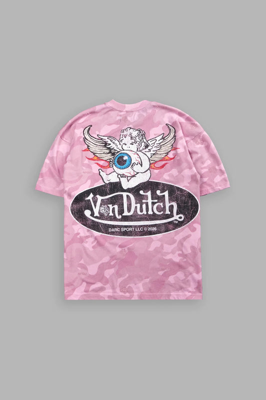 Von Wild V2 Premium Oversized Tee in Dsvd Bubblegum Camo