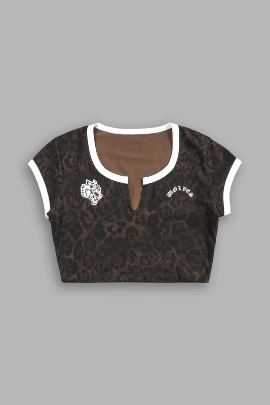 Wolves Chopper Josie Crop Baby Tee in Darc Brown Leopard