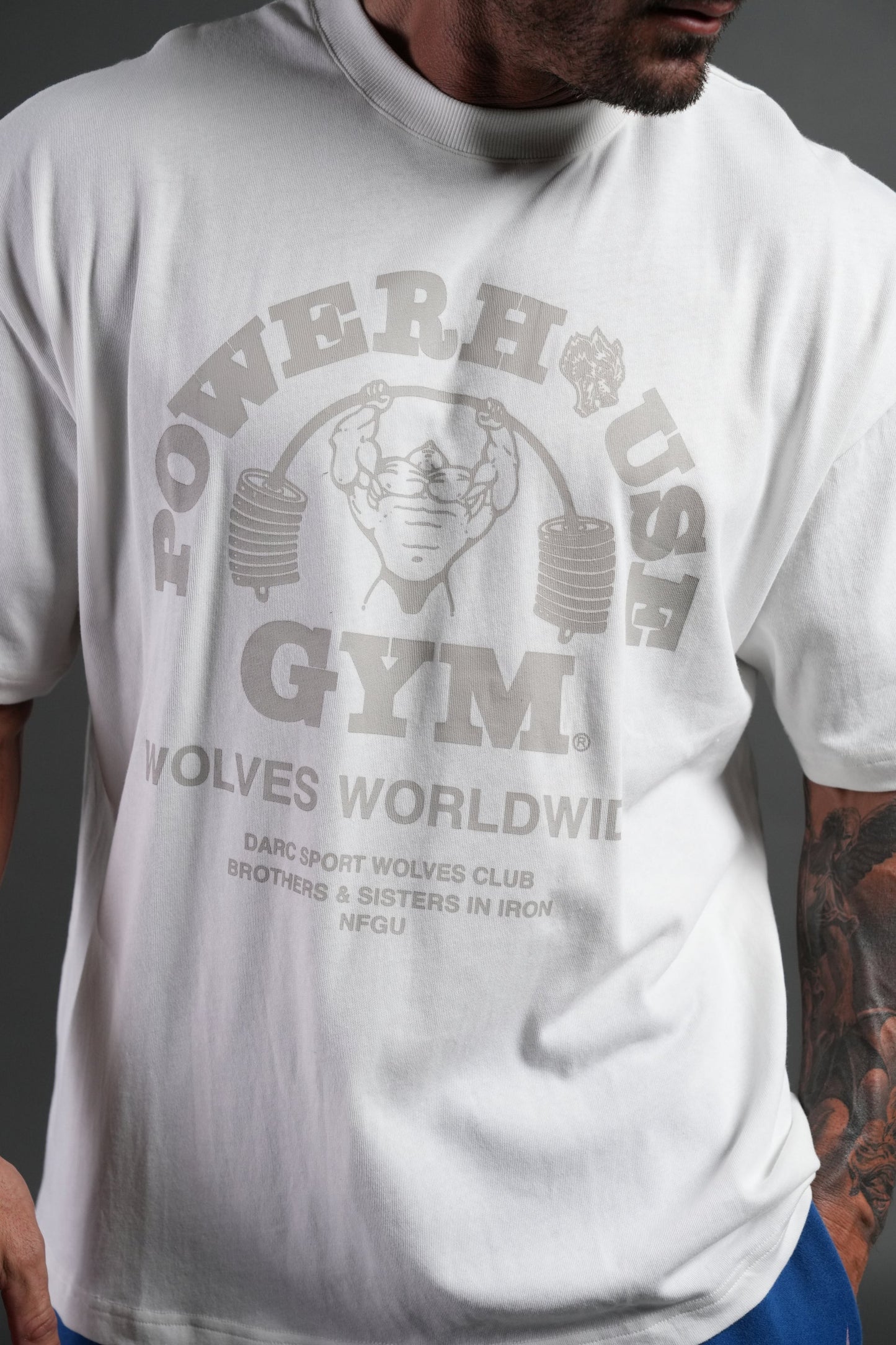 Powerhouse of the Wolves Premium Oversized Tee in Cream