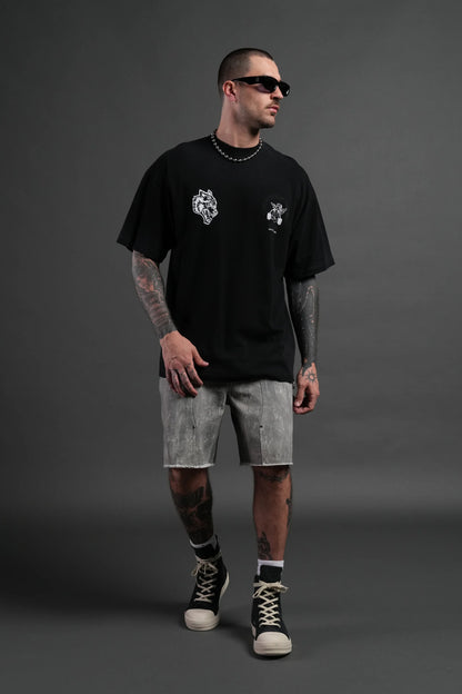 Powerhouse of the Cherub Unisex Premium Oversized Tee in Black Drift Wash