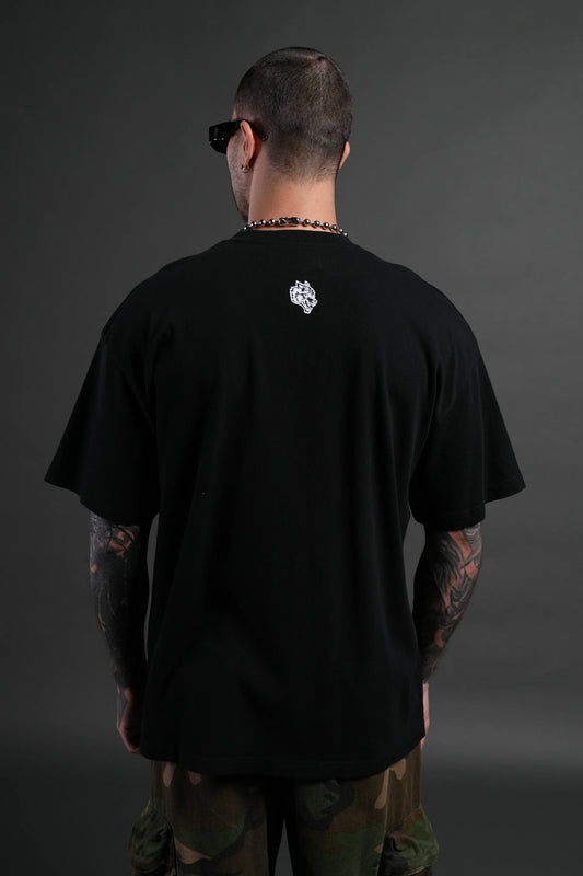 POWERHOUSE OF THE WOLVES V2 PREMIUM OVERSIZED TEE IN BLACK/WHITE
