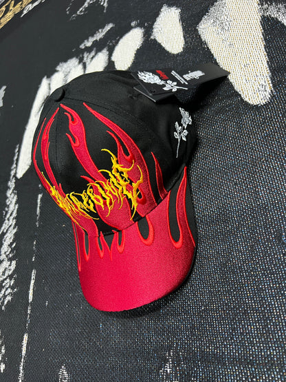 SHADOW IN THE FLAMES 5 PANEL STRAPBACK HAT IN BLACK
