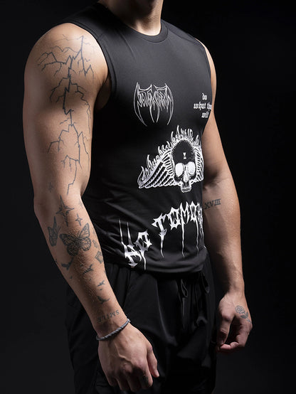 METAL DEATH V2 SLEEVELESS COMPRESSION SHIRT IN BLACK