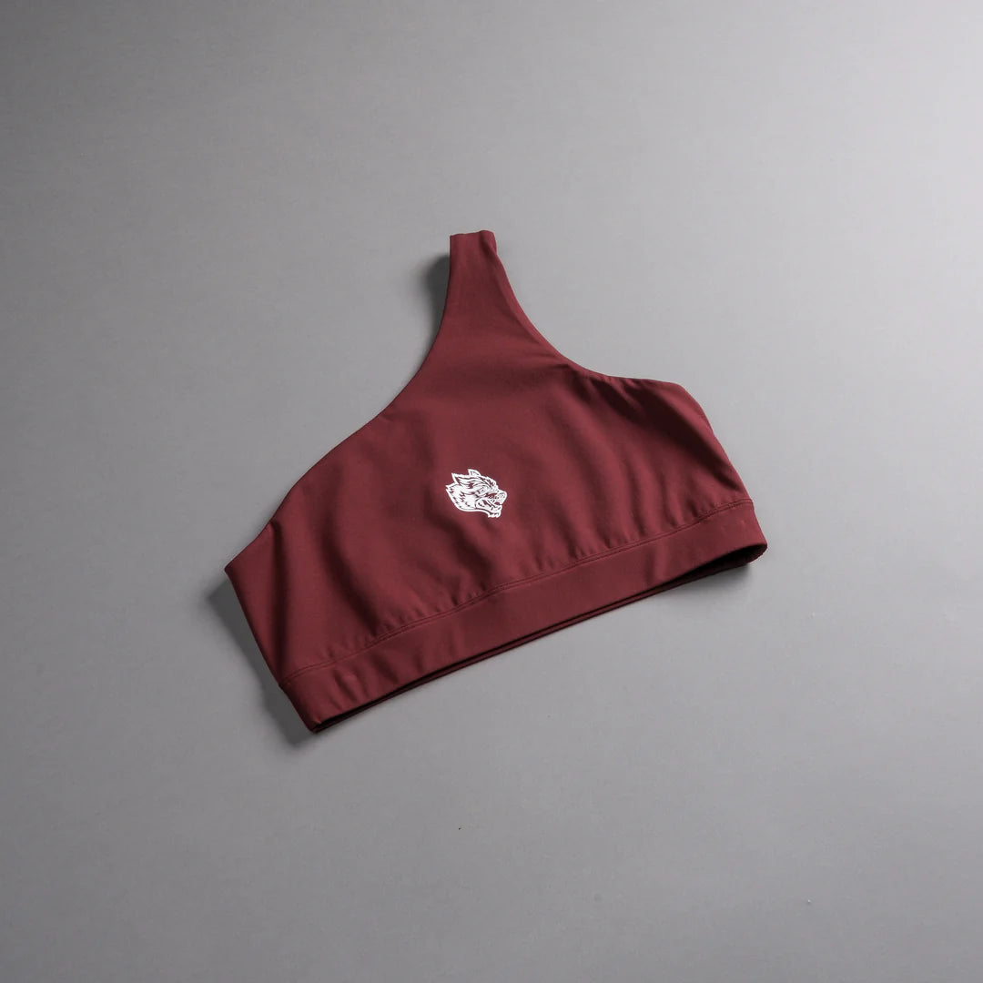 SINGLE ONE SHOULDER ENERGY BRA IN OXBLOOD