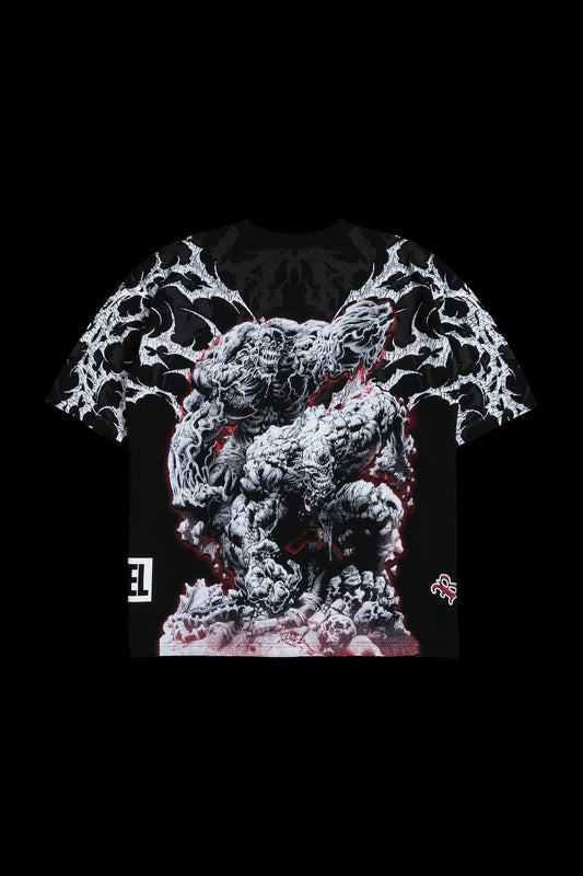 CAMISETA AMERICANA HULK Y MOLE ZOOMBIE OVERSIZED EN COLOR NEGRO