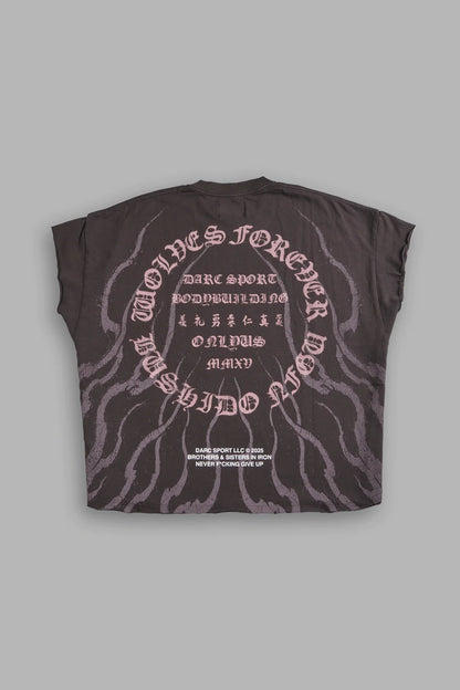 WARRIOR'S FIRE GRUNGE CUT-OFF TEE IN DARC BROWN