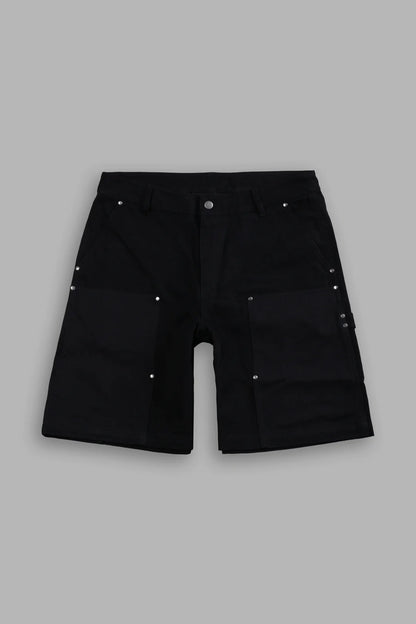 Wolf Chopper Oversized Carter Utility Shorts in Black