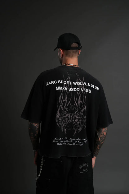 FINITE FLAME PREMIUM RAW HEM "BOX CUT" UNISEX TEE IN BLACK