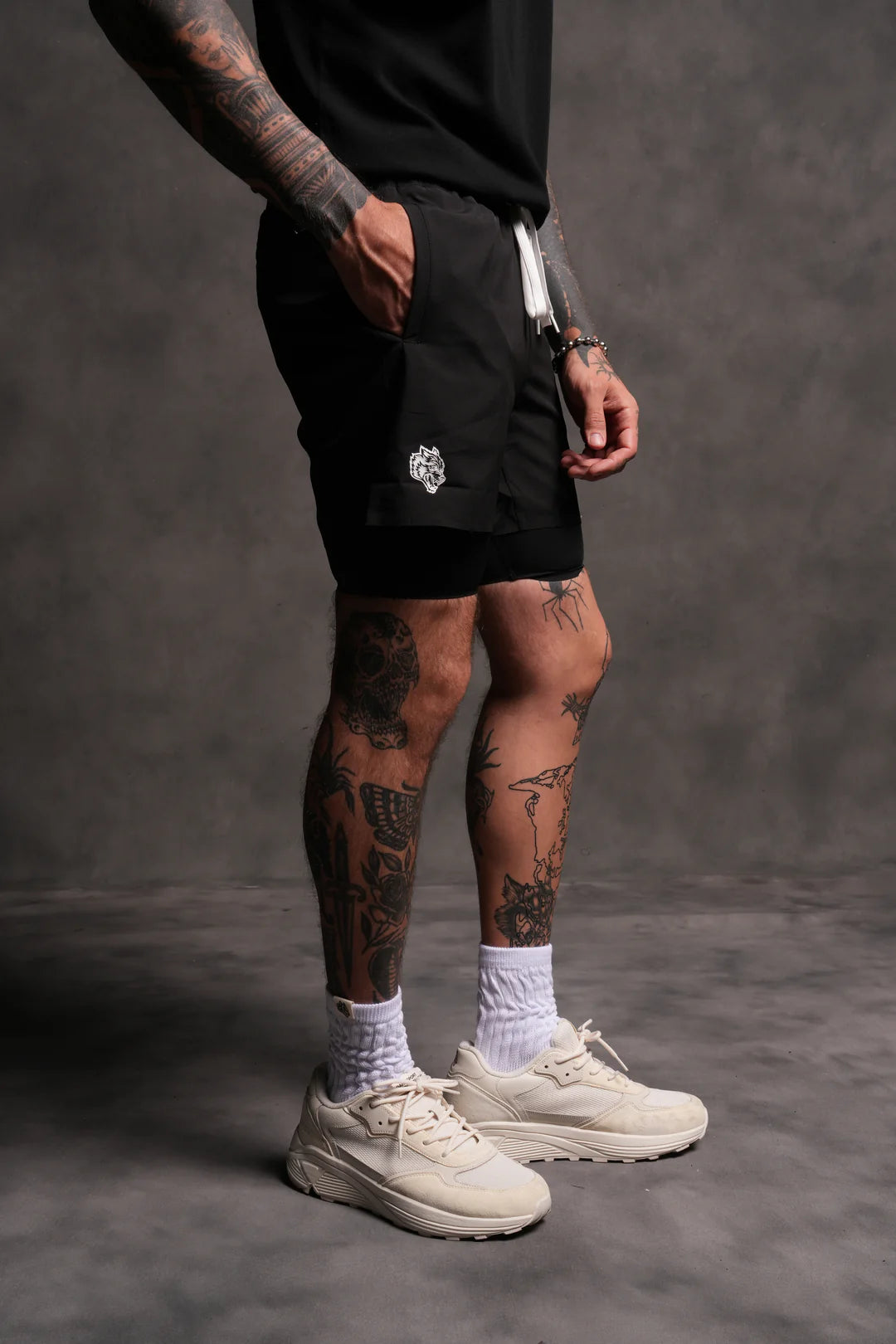 Dual Compression Shorts in Black