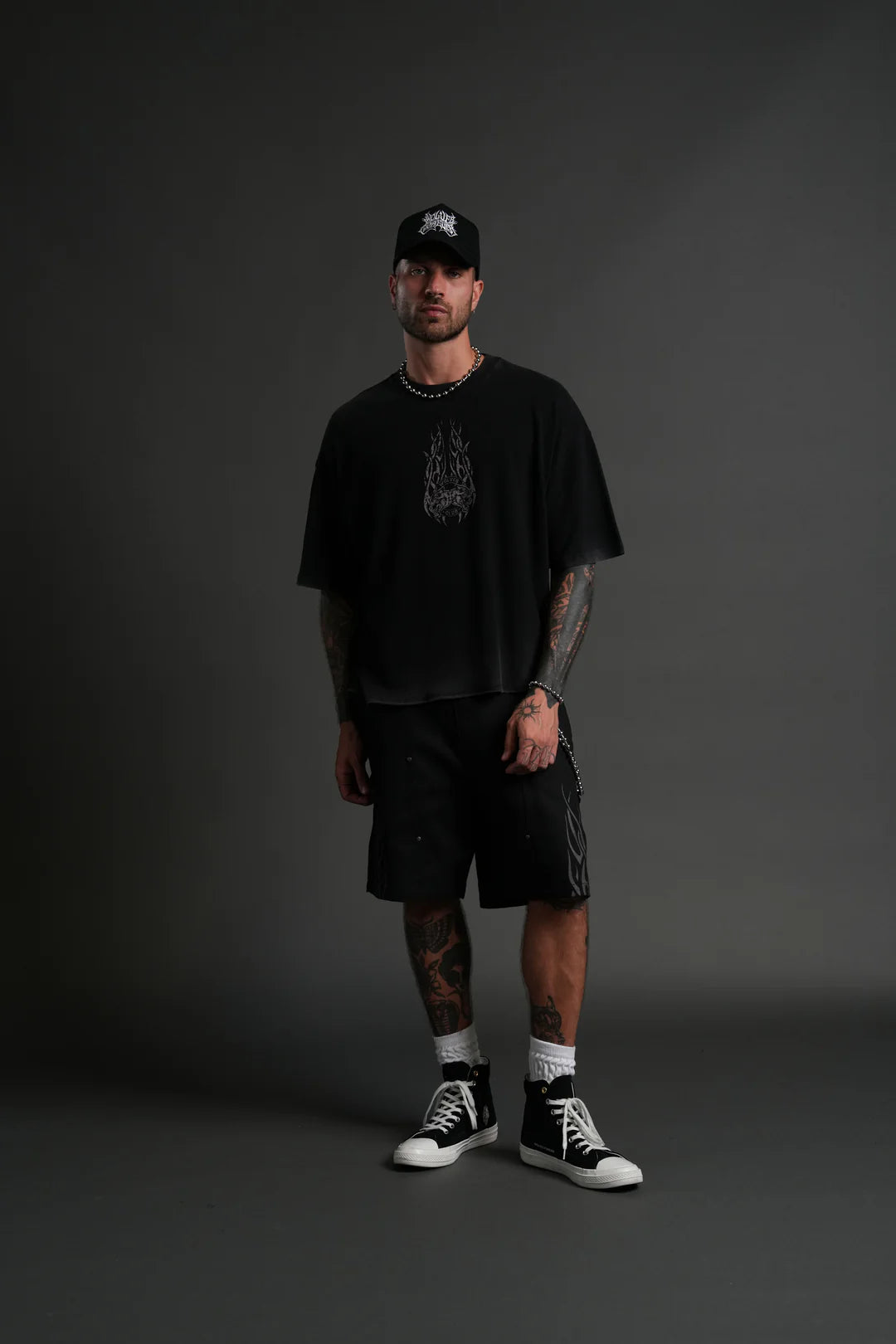 FINITE FLAME PREMIUM RAW HEM "BOX CUT" UNISEX TEE IN BLACK