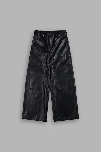 WOLF CHOPPER RYDER FAUX LEATHER PANTS IN BLACK
