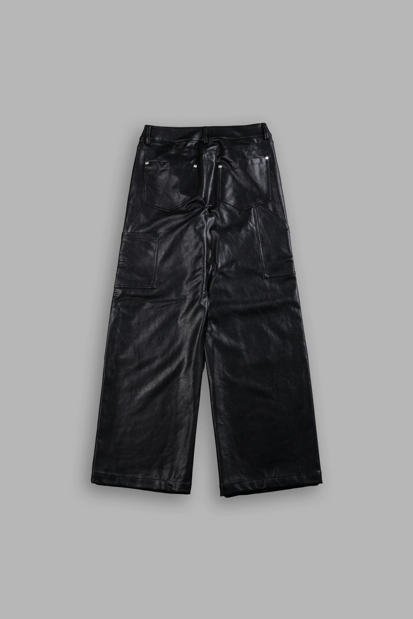 WOLF CHOPPER RYDER FAUX LEATHER PANTS IN BLACK