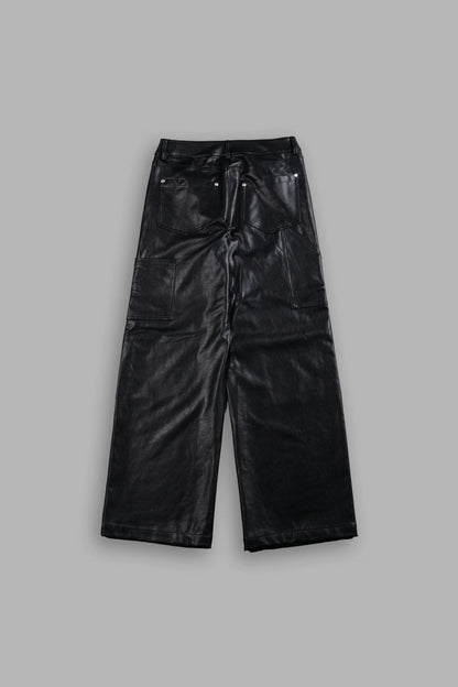 WOLF CHOPPER RYDER FAUX LEATHER PANTS IN BLACK