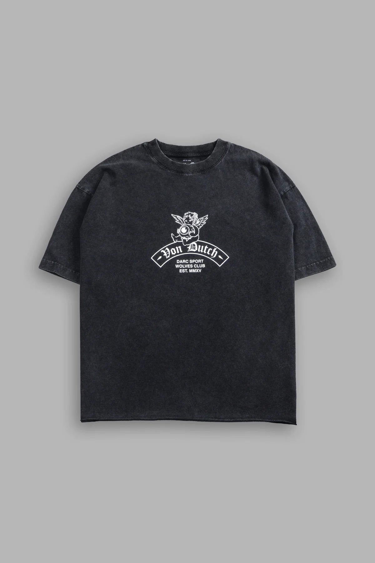 Darc Covenant Grunge Mid-Length Raw Hem Tee in Black
