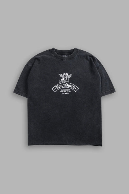 Darc Covenant Grunge Mid-Length Raw Hem Tee in Black