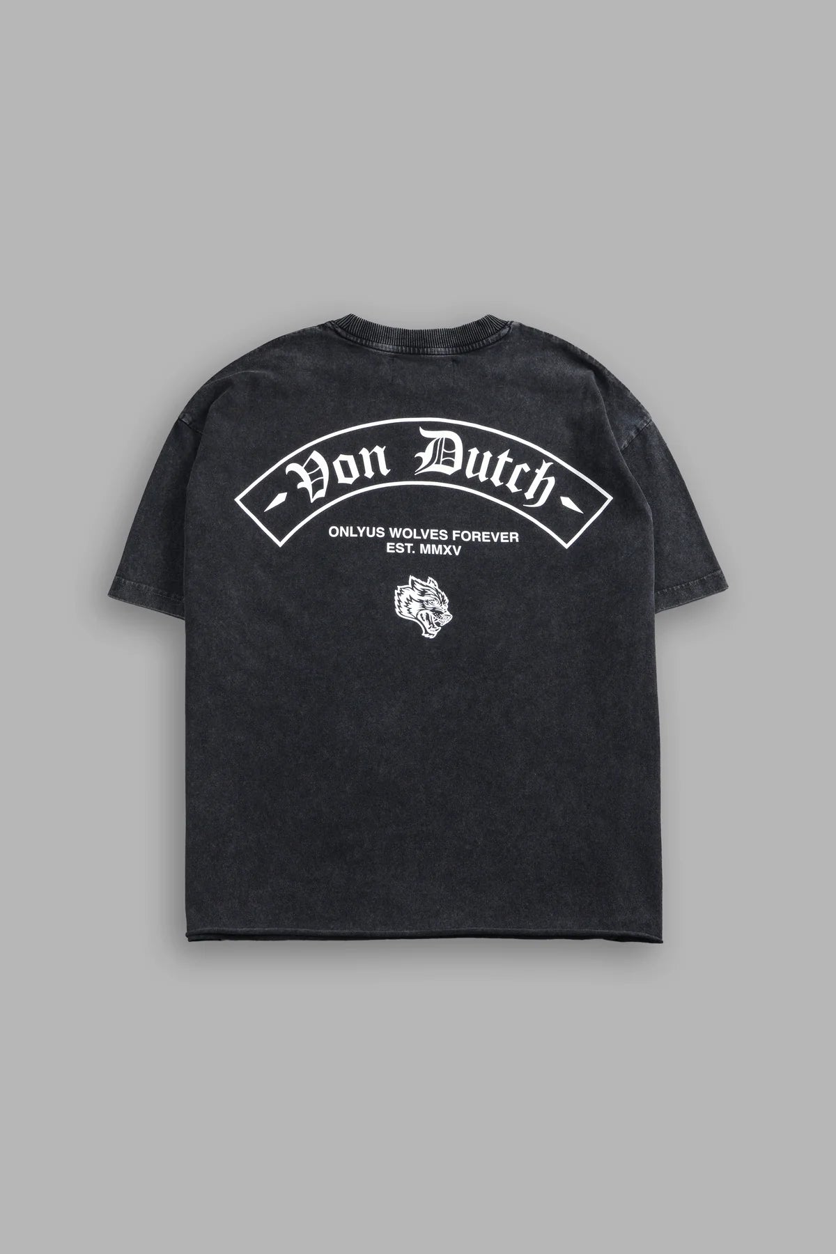 Darc Covenant Grunge Mid-Length Raw Hem Tee in Black