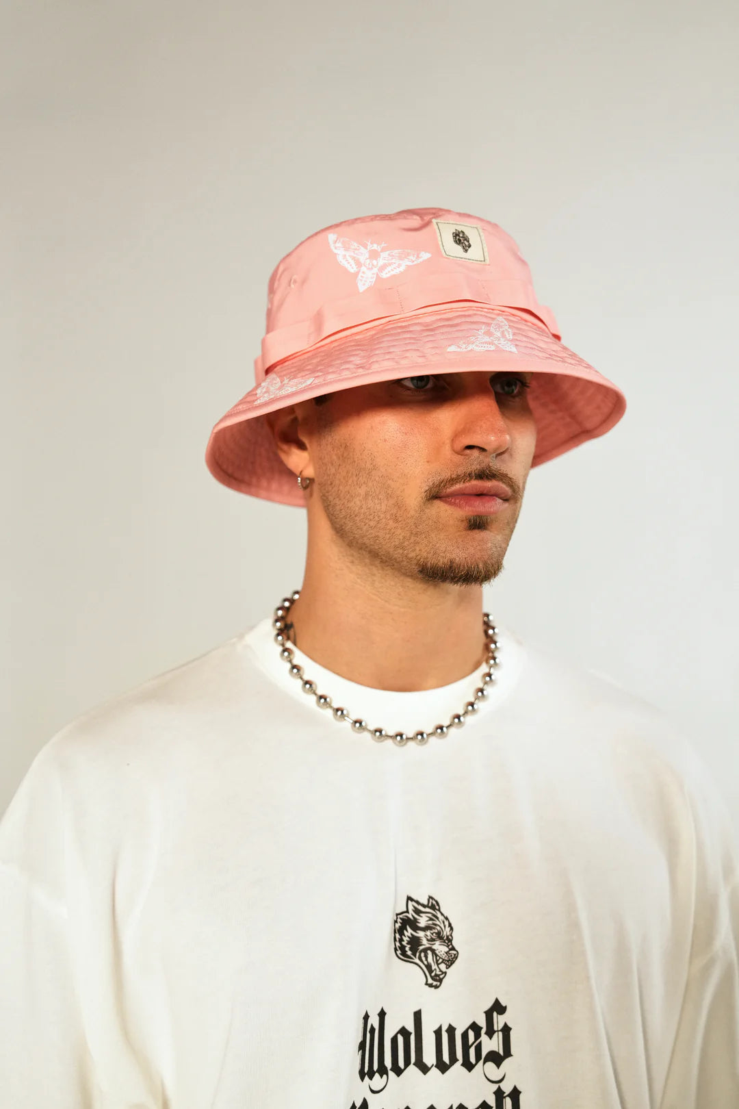 DEATH MOTH BOONIE BUCKET HAT IN CHERRY BLOSSOM