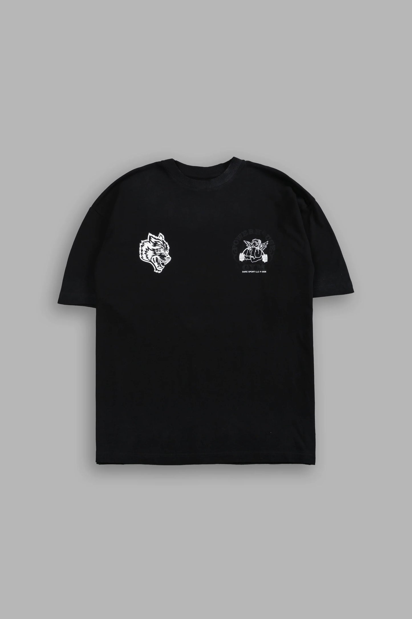 Powerhouse of the Cherub Unisex Premium Oversized Tee in Black Drift Wash