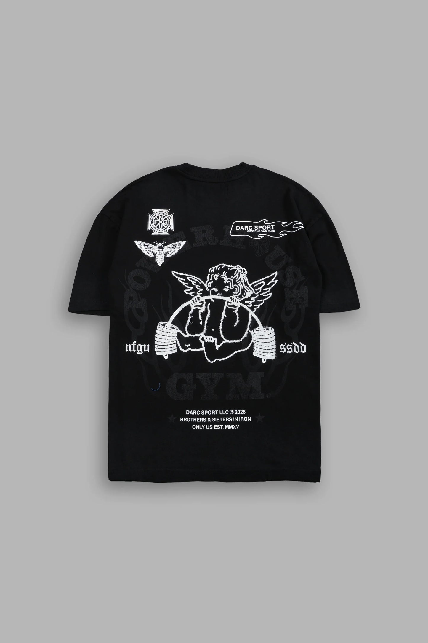 Powerhouse of the Cherub Unisex Premium Oversized Tee in Black Drift Wash
