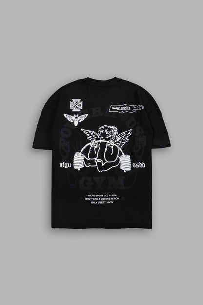 Powerhouse of the Cherub Unisex Premium Oversized Tee in Black Drift Wash