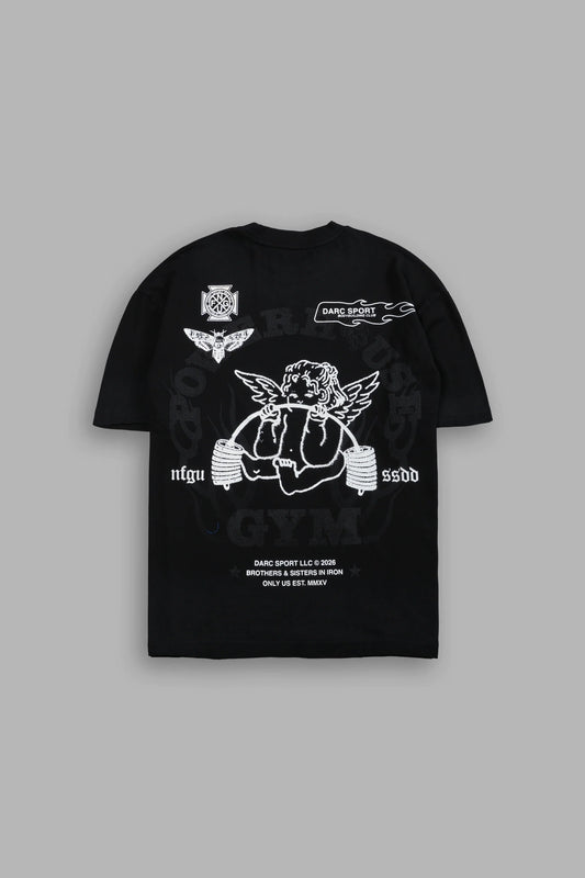 Powerhouse of the Cherub Unisex Premium Oversized Tee in Black Drift Wash