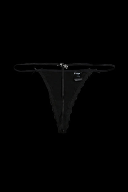 TREAT ME CHARMED THONG SET IN BLACK AND PINK