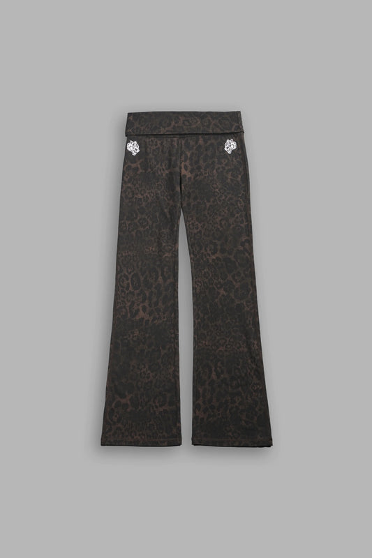 Dual Romy Foldover Pants in Darc Brown Leopard