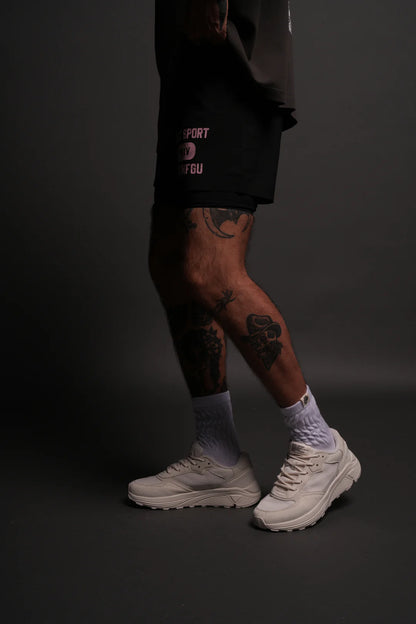 WOLVES FOREVER COMPRESSION SHORTS IN BLACK