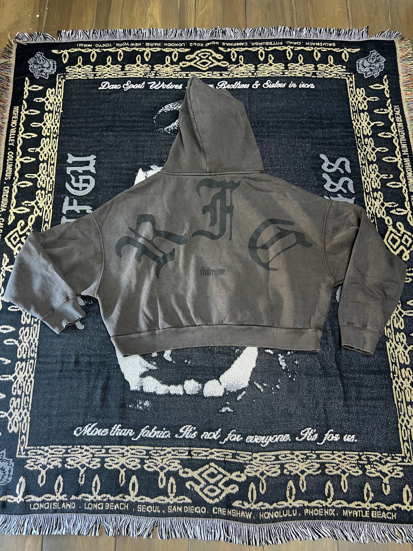 CONCRETE SIN ODIN OVERSIZED CROPPED HOODIE IN SUN WASH BROWN