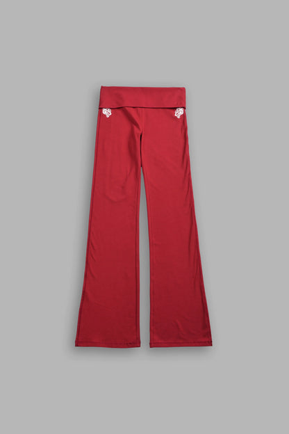 Dual Romy Foldover Pants in Carmine Red