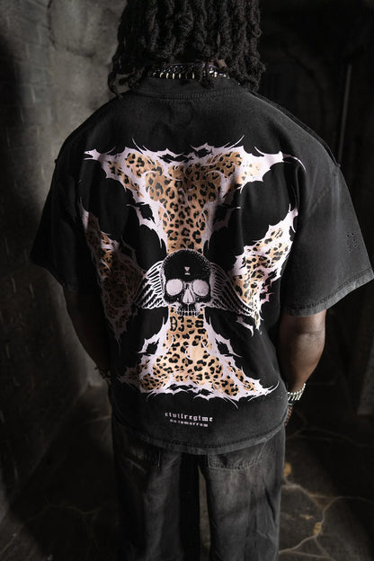 IRON SKULL FMR TEE IN LEOPARD/BLACK