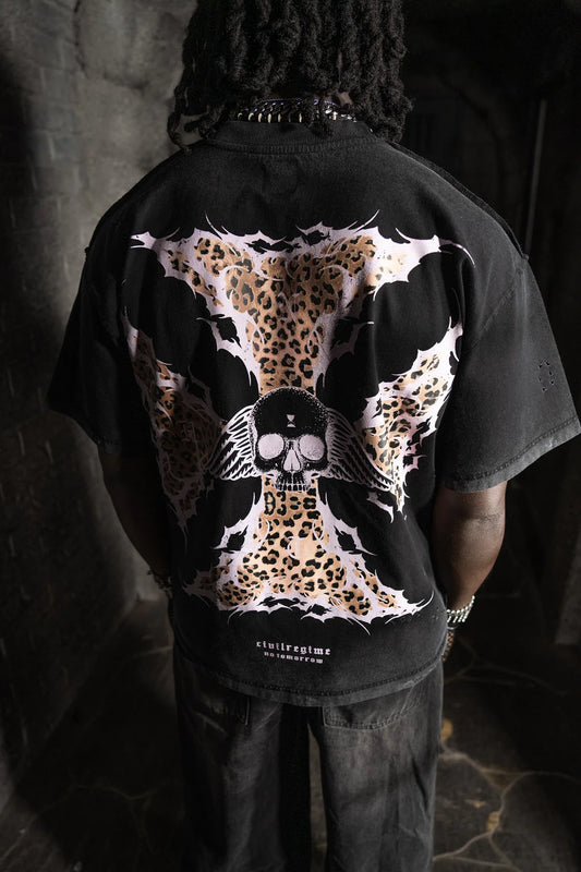 IRON SKULL FMR TEE IN LEOPARD/BLACK