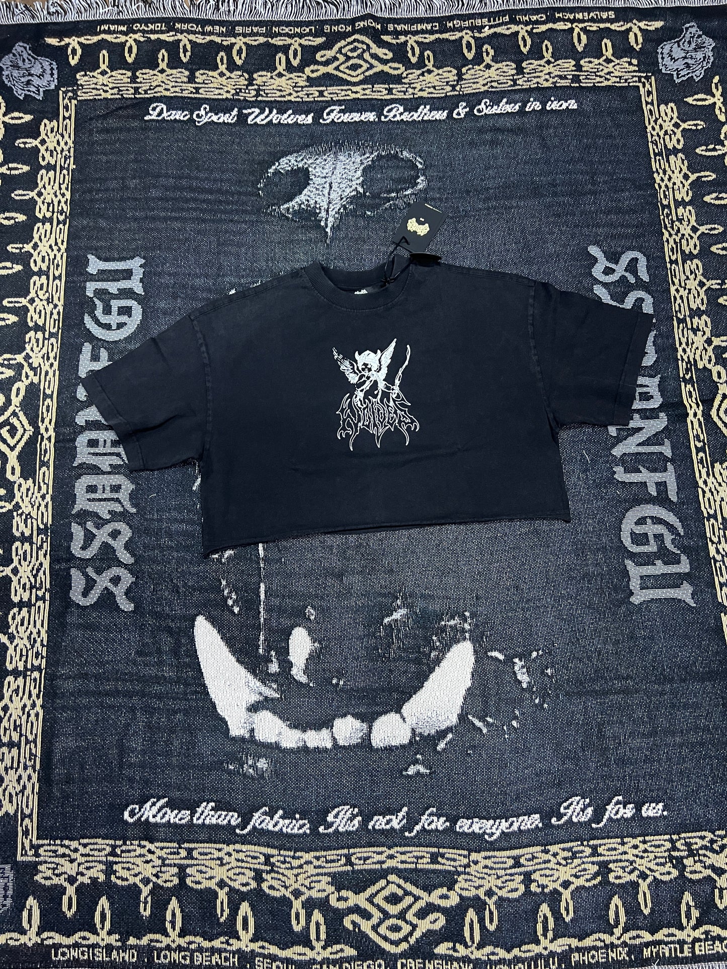 VIKING CHERUB “GRUNGE” OVERSIZED (CROPPED) TEE IN BLACK