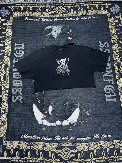 VIKING CHERUB “GRUNGE” OVERSIZED (CROPPED) TEE IN BLACK