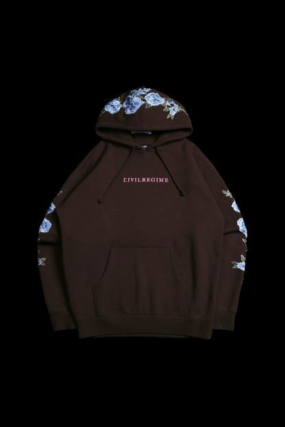 Civil Regime (Electric Blue) Roses Hoodie in Brown