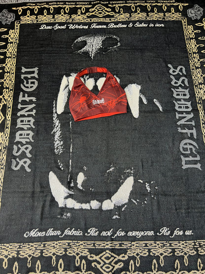 HER DARCNESS “EVERSON SEAMLESS” HALTER BRA IN ROMAN RED SPIDER WEB