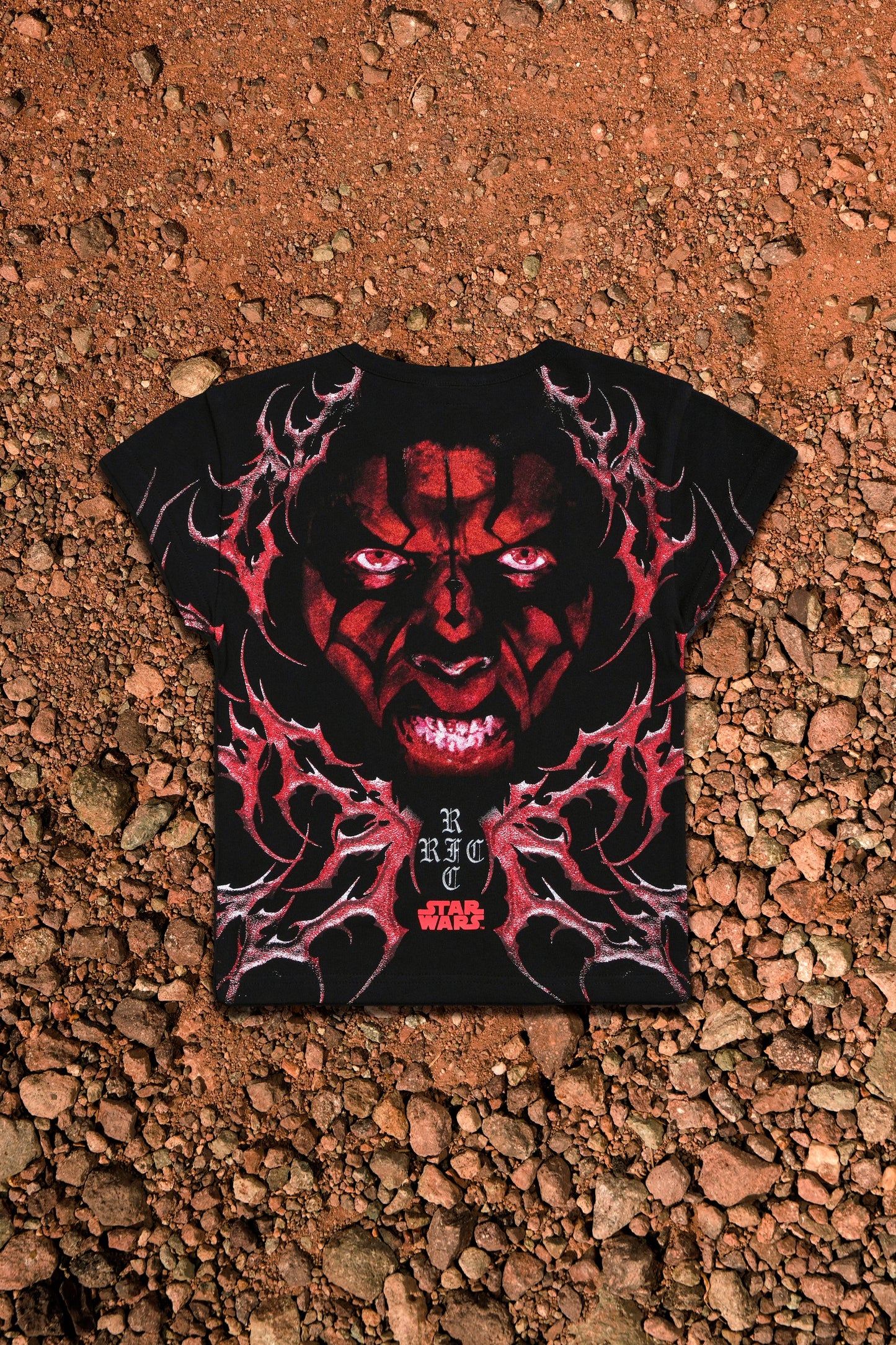 Scarlet Vengeance Baby Tee in Black
