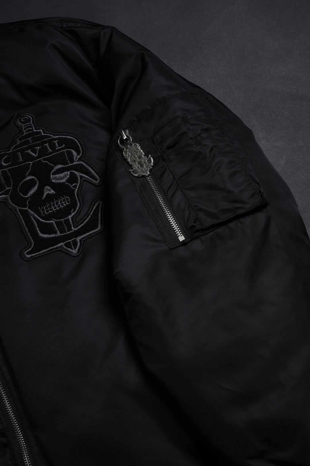 Zilla's Wrath Concrete Bomber Jacket in Black