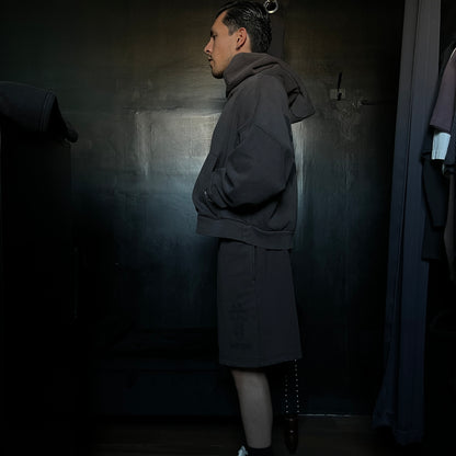 CONCRETE SIN ODIN OVERSIZED CROPPED HOODIE IN SUN WASH BROWN