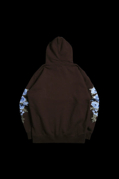 Civil Regime (Electric Blue) Roses Hoodie in Brown
