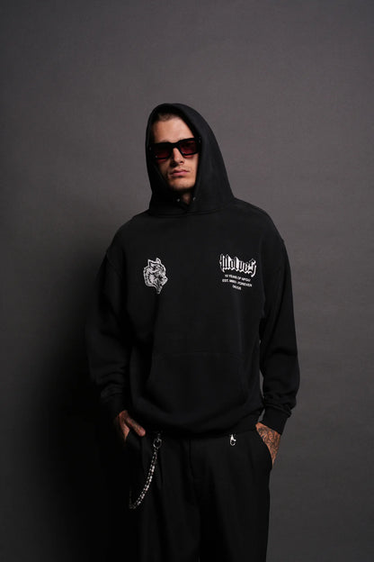 10 YEARS OF NFGU "PIERCE" HOODIE IN BLACK DRIFT WASH