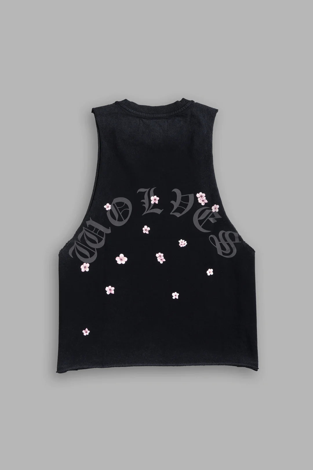 BLOOD THIRSTY KANJI GRUNGE RAW CROPPED "TOMMY" MUSCLE TEE IN BLACK