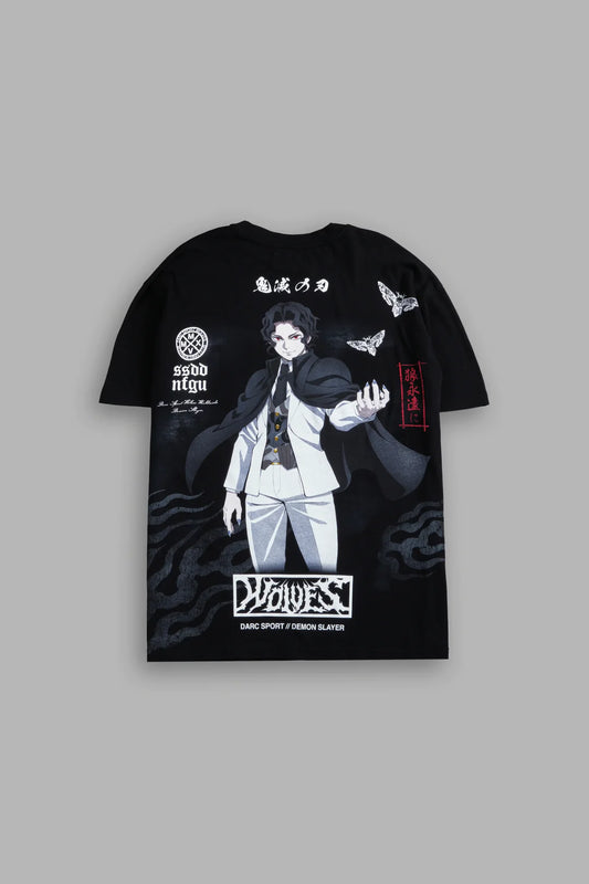 Muzan Kibutsuji Side By Side Premium Oversized Tee in Black