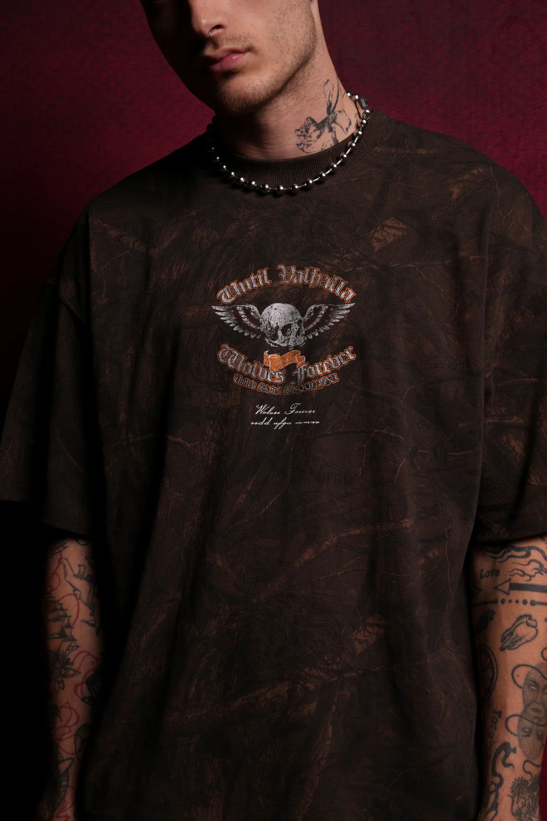 NOMAD “PREMIUM” OVERSIZED TEE IN BROWN DRIFTWOOD FOREST CAMO
