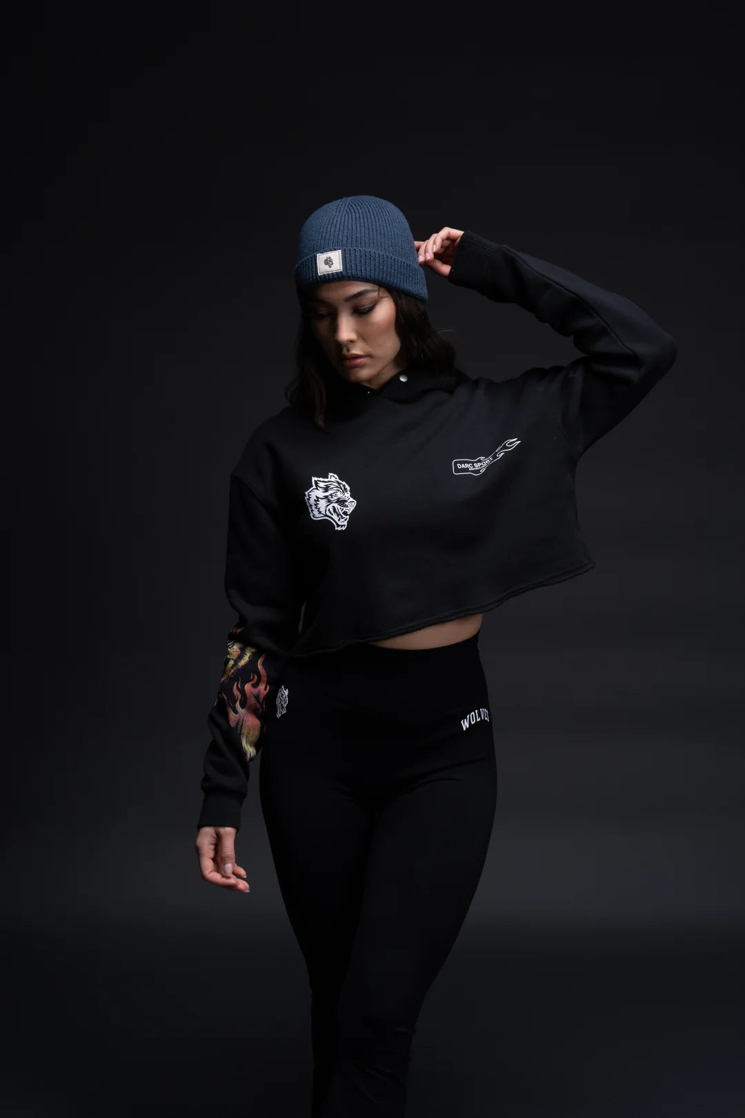 THE FIRE WITHIN "VINTAGE PIERCE" (CROPPED) HOODIE IN BLACK