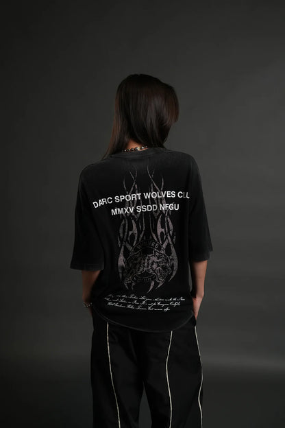 FINITE FLAME PREMIUM RAW HEM "BOX CUT" UNISEX TEE IN BLACK