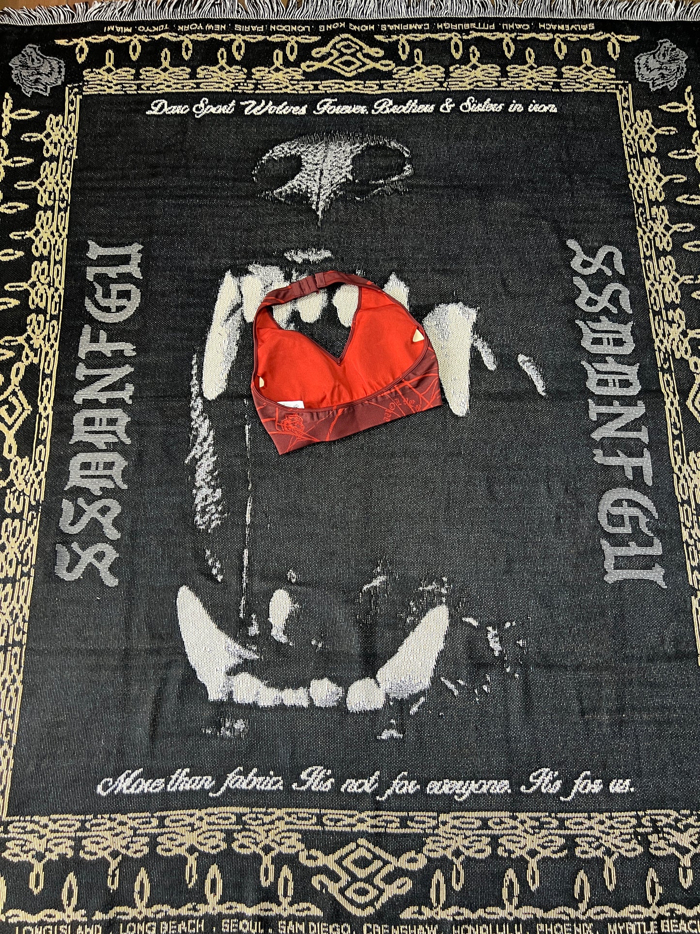 HER DARCNESS “EVERSON SEAMLESS” HALTER BRA IN ROMAN RED SPIDER WEB