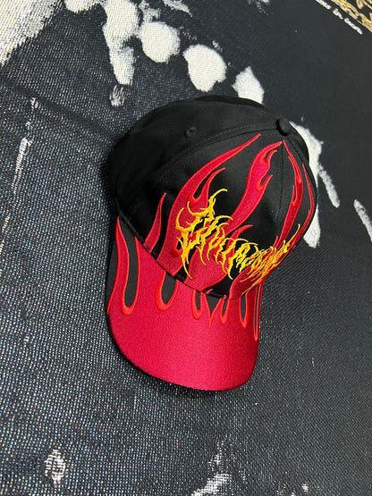 SHADOW IN THE FLAMES 5 PANEL STRAPBACK HAT IN BLACK